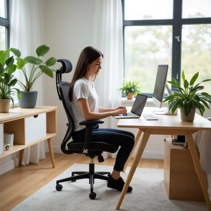 Organized workspace with adjustable monitor arm
